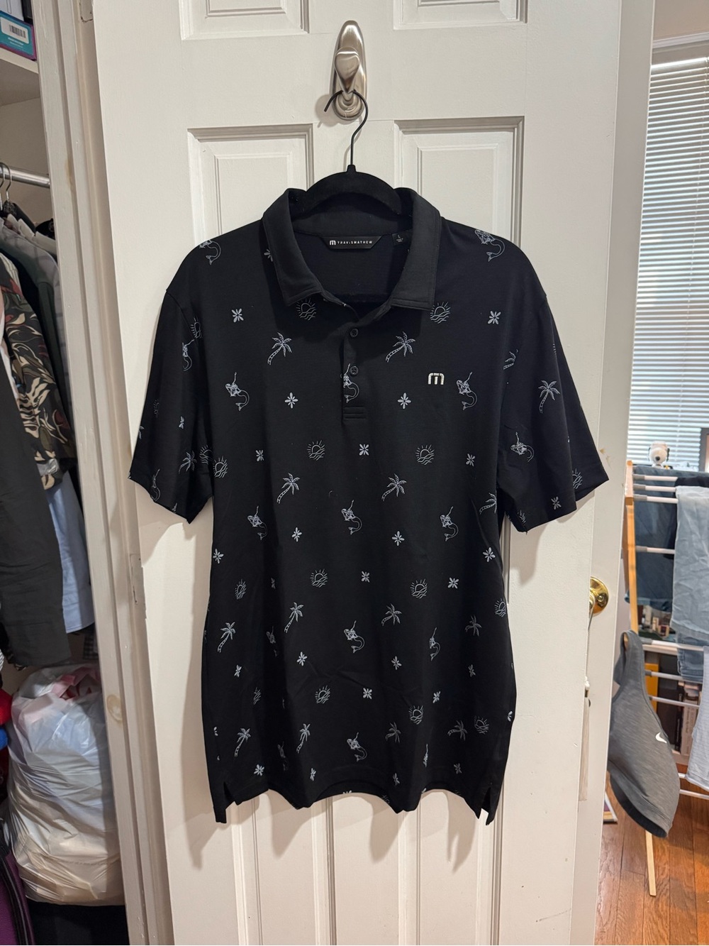 Travis Mathew Black Graphic Polo Shirt